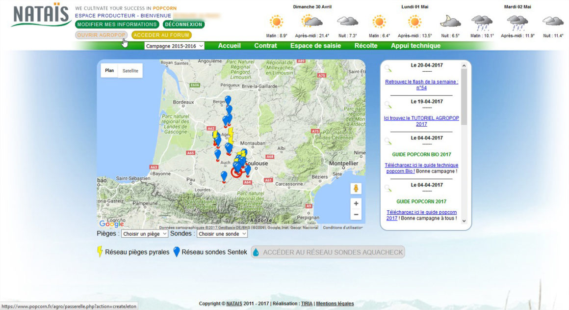 Espace producteurs map